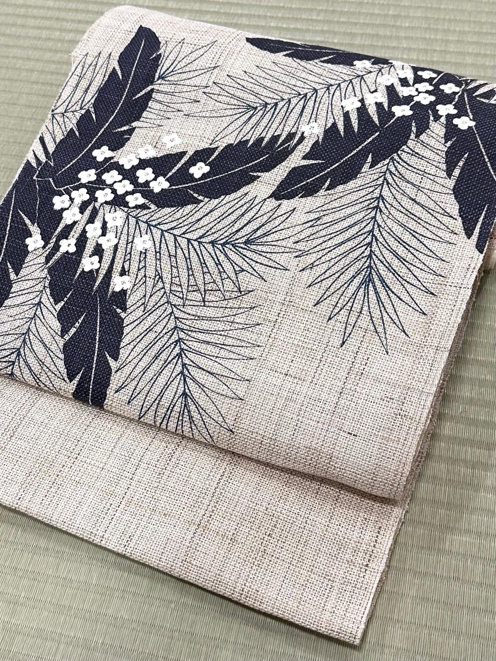 新品 召しませ花 麻 八寸 名古屋帯 156 百鬼夜行 生成 夏帯